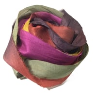 Image 3 of 10YD TURNING LEAVES HAND DYED SARI SILK RIBBON/HAND DYED BY COLOR KISSED SILK