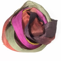Image 5 of 10YD TURNING LEAVES HAND DYED SARI SILK RIBBON/HAND DYED BY COLOR KISSED SILK