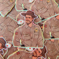 Image 1 of Jim Hopper w/ Donut Sticker .*+