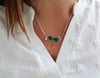 Green agate double cluster necklace