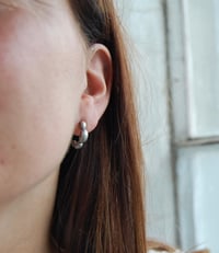 Image 2 of Textured Silver cluster hoop earrings