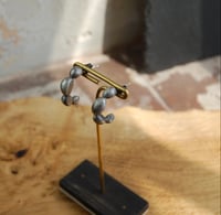 Image 1 of Textured Silver cluster hoop earrings