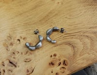 Image 3 of Textured Silver cluster hoop earrings