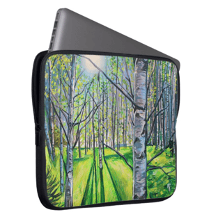 Image of Light On White Birch Neoprene Laptop Sleeve