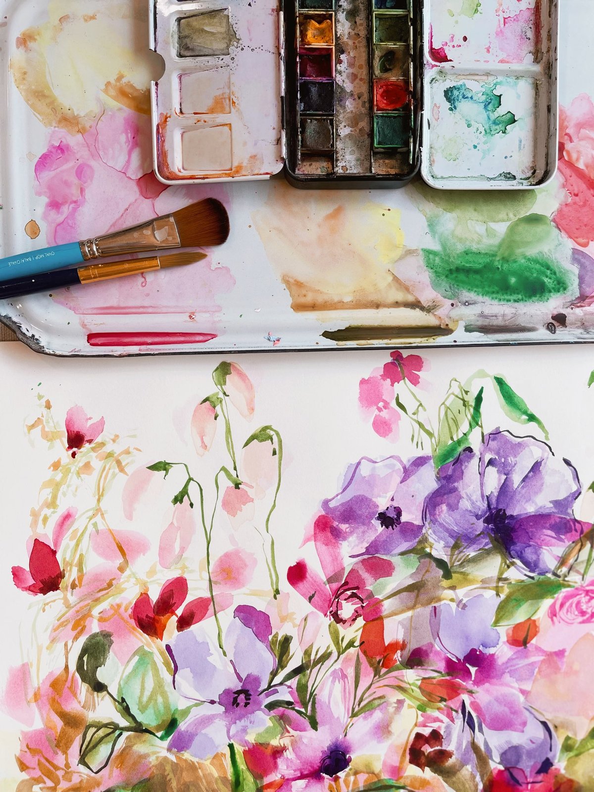 Image of Watercolor Workshop - Loose Summer Flowers (Heart Studio)
