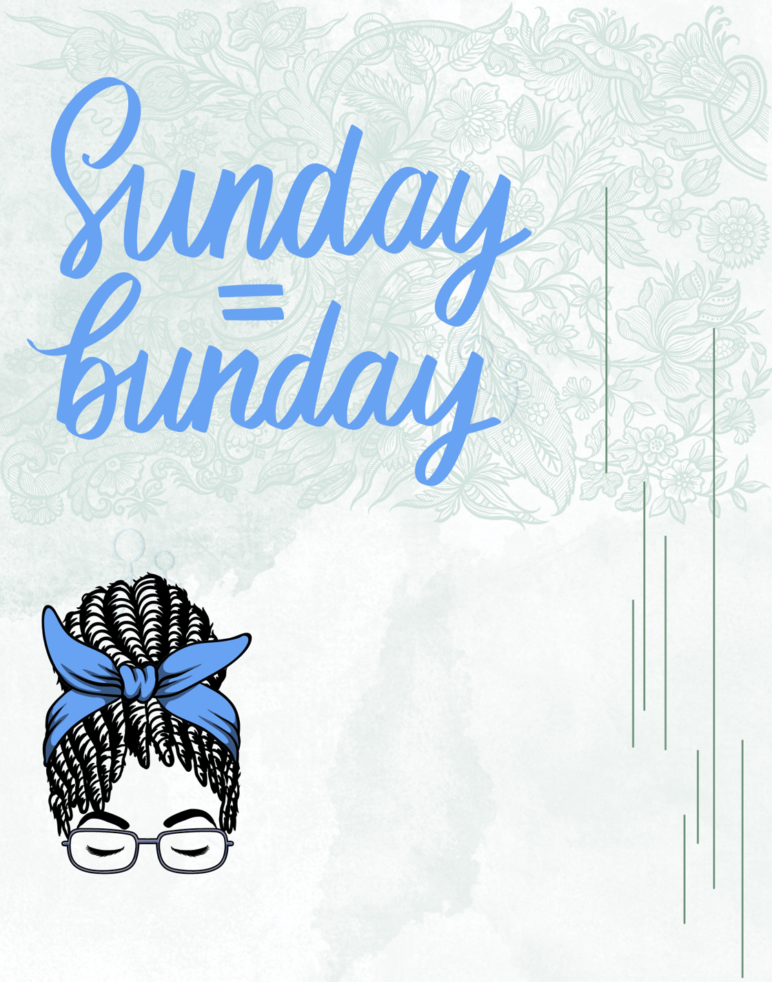Image of Bun Hair: Set of 3 Funny Messy Bun Digital Art Prints