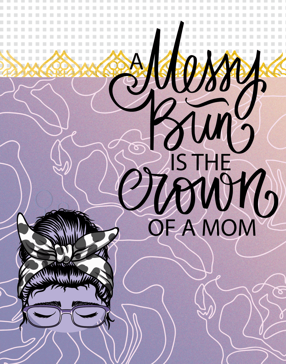 Image of Bun Hair: Set of 3 Funny Messy Bun Digital Art Prints