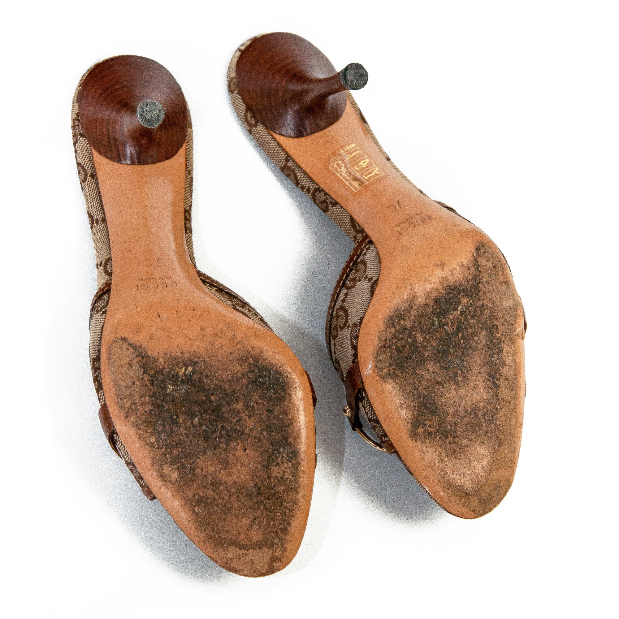Image of Gucci Monogram Horsebit Bamboo High Heels