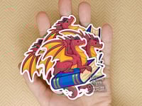 Image 2 of Red Dragon on a Blue Book - 3 inch Vinyl Sticker