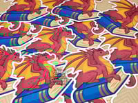 Image 4 of Red Dragon on a Blue Book - 3 inch Vinyl Sticker