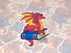 Red Dragon on a Blue Book - 3 inch Vinyl Sticker