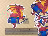 Image 3 of Red Dragon on a Blue Book - 3 inch Vinyl Sticker