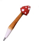 Image 2 of 🍄 Amanita Writing Pen - Red Toadstool Mushroom - Wood  Art - Cottagecore