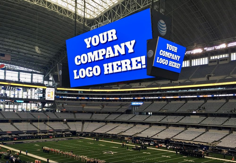 Image of AT&T Stadium Diamond Vision Jumbotron Screen Sponsor Spot 8/11/23