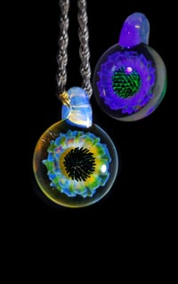 Image 1 of UV reactive psychedelic flower pendant...