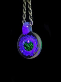 Image 4 of UV reactive psychedelic flower pendant...