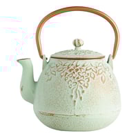Light Green Embossed Cast Iron Teapot