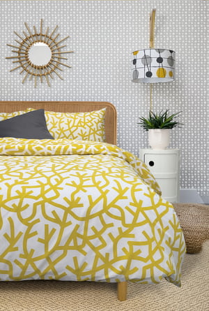 Image of A Forest Duvet Cover Set - Mustard