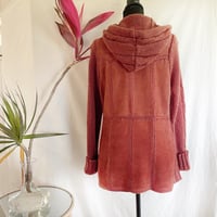 Image 2 of Vintage 1970s Suede Knit Cardigan Hoodie - M/L