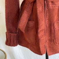 Image 5 of Vintage 1970s Suede Knit Cardigan Hoodie - M/L