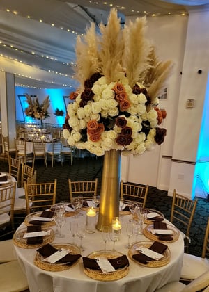 Image of Burn orange , nudes  ,  Dark Brown , Fall  colors Silk Flower with pamper  grass 100cm 