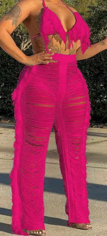 Image of Small Hot Pink Fringe Net Set