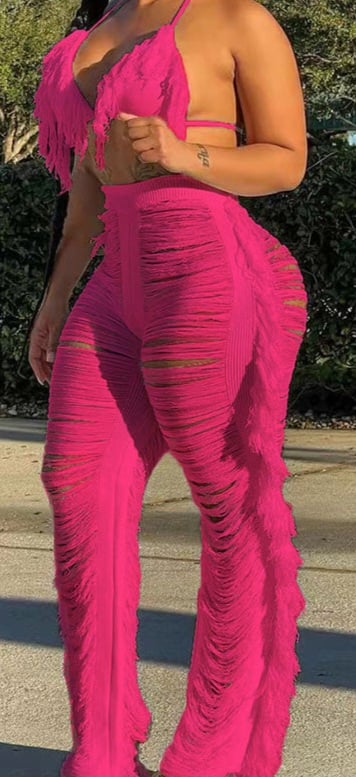 Image of Small Hot Pink Fringe Net Set