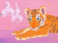 Image 1 of 'Orchids and Tigress' Original Painting