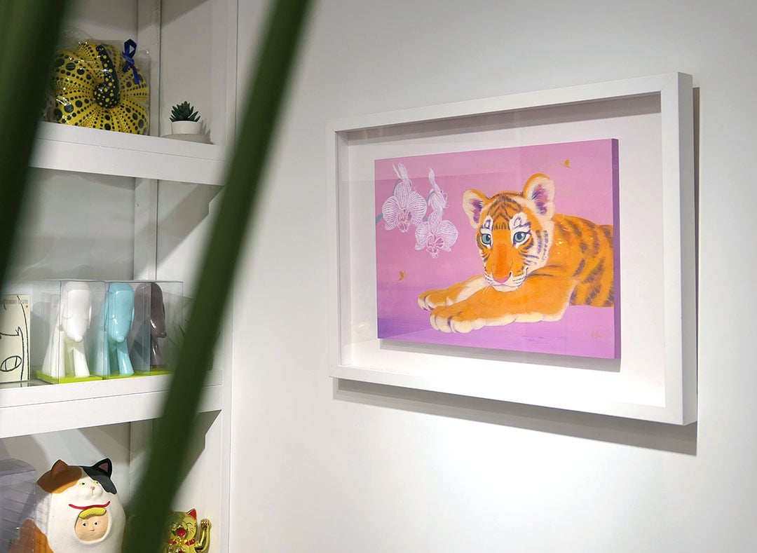 'Orchids and Tiger Cub' Original Painting