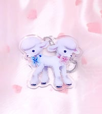 Image 2 of LAST CHANCE ♡ Lamb Conjoined Twins 2.5" Acrylic Charm Keychain
