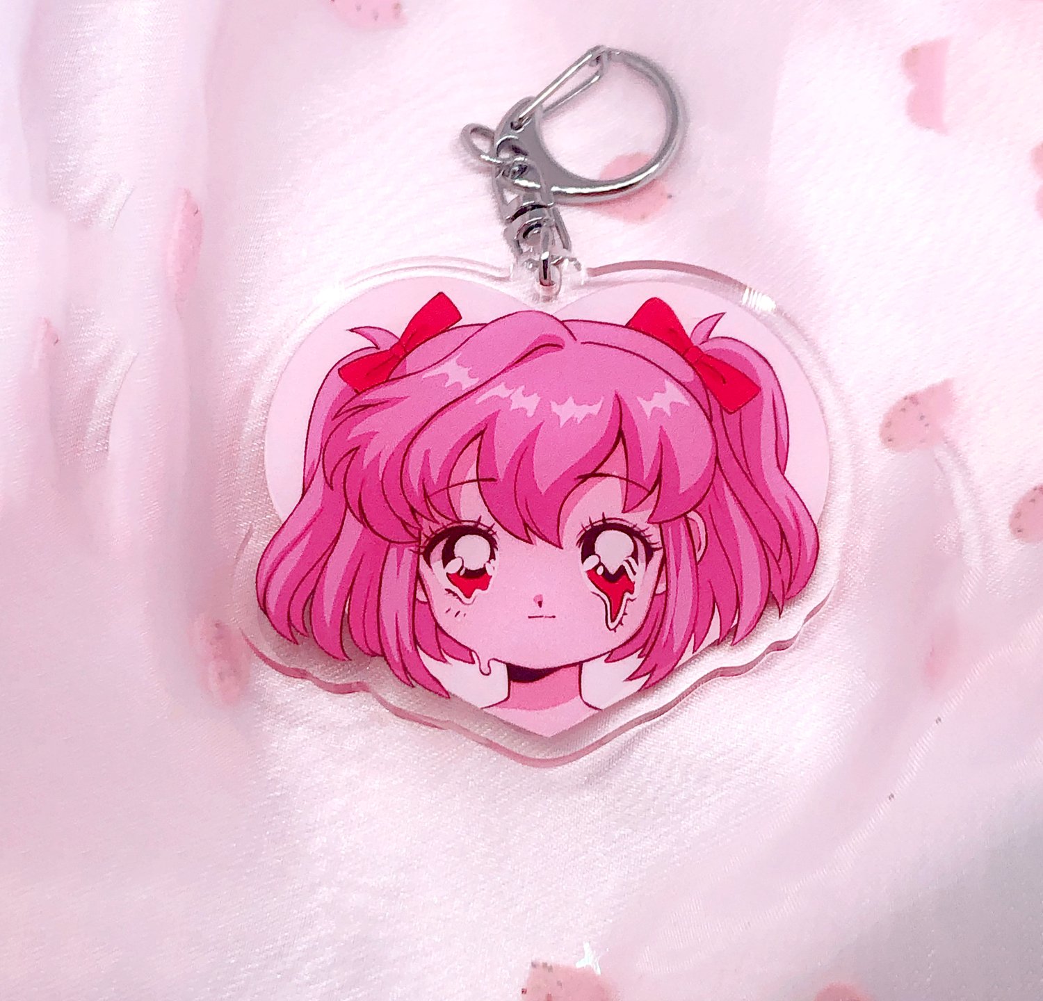 pink glitter keychain