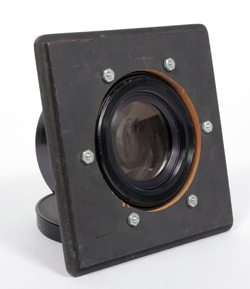 Image of Rondestock Apo Ronar CL 485mm F9 lens on Deardorff 8X10 lensboard