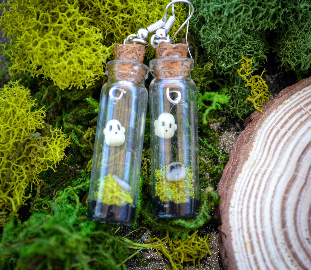 Image of Haunted RIP Earrings GLOW IN THE DARK