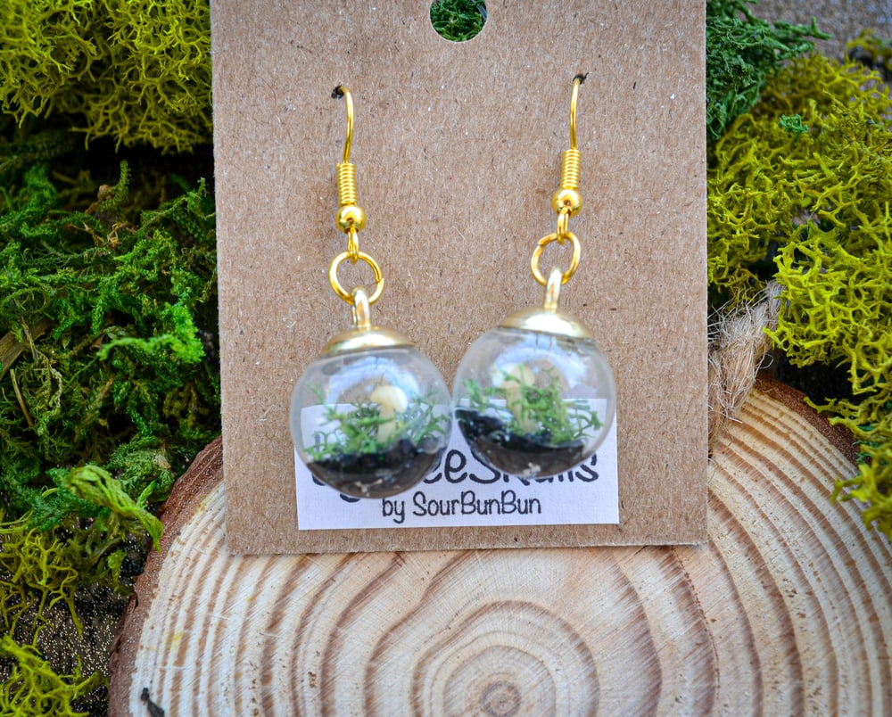 Image of Mushroom GLOW Terrarium Earrings