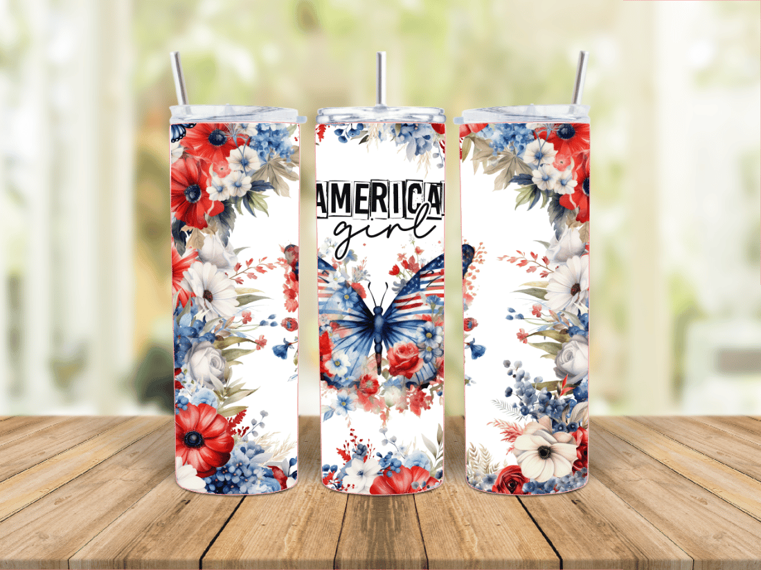 20oz American Girl Butterfly Tumbler Daisy D Creations