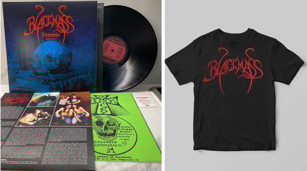 Image of Black Mass: Demons 1983-1988 LP + BLACK MASS t-shirt bundle - POSTPAID IN USA