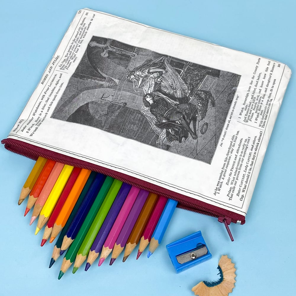 Image of Romeo and Juliet, Shakespeare Book Page Pencil Case