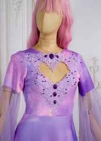 Image 2 of colorful dress wedding fairy fancy pagan witchy purple maxi long sleeves fantasy elven prom 