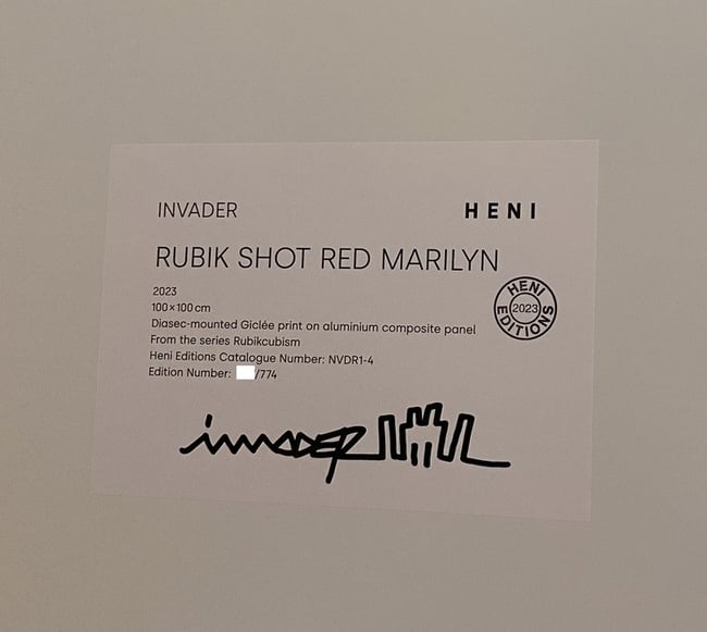 Invader - Rubik Shot Red Marilyn 2023 NVDR1-4 Rubikcubism Signée Numérotée