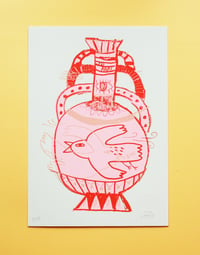 Image 1 of Little Bird Pink Amphora Screenprint 