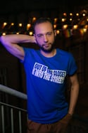 OUT OF THE CLOSET & INTO THE STREETS T-shirt (Worker Blue) - WAS €30, NOW ONLY €20.00
