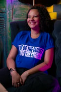 OUT OF THE CLOSET & INTO THE STREETS T-shirt (Worker Blue)