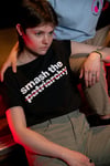 SMASH THE PATRIARCHY T-shirt (Black, with white and red print)
