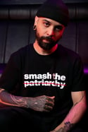 SMASH THE PATRIARCHY T-shirt (Black, with white and red print)