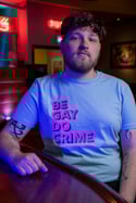 BE GAY. DO CRIME. T-shirt (Sky Blue)