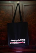 SMASH THE PATRIARCHY Tote bag (Black, with white and red print)