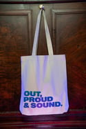 OUT, PROUD & SOUND Tote bag (Natural, with Ocean Depth print)