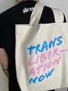 TRANS LIBERATION NOW Tote bag (Natural, with light pink and light blue print)