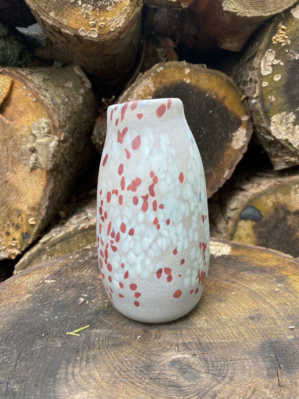 Image of Red and Grey Blown Matte Glass Vessel