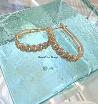 Image 1 of 14k solid gold diamond Cuban hoop earrings 